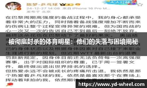 被彻底封杀的体育明星：他们的失落与困境揭秘