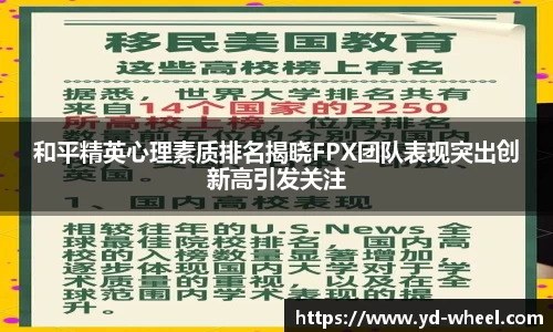 和平精英心理素质排名揭晓FPX团队表现突出创新高引发关注